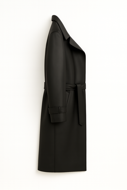 Midnight Black Leather Trench