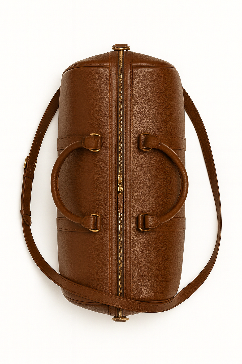 Men’s Full-Grain Leather Duffle Bag – Caramel Brown