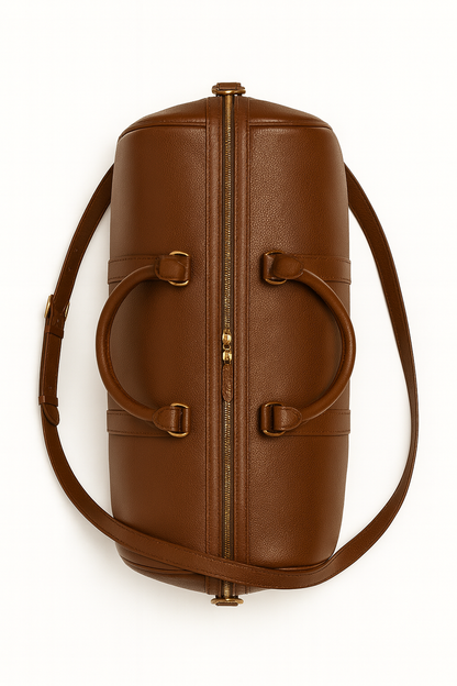 Men’s Full-Grain Leather Duffle Bag – Caramel Brown