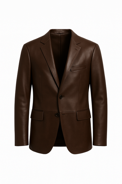 Men’s Premium Leather Blazer Deep Espresso Brown