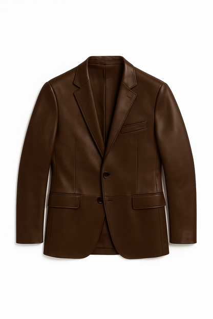 Men’s Premium Leather Blazer Deep Espresso Brown