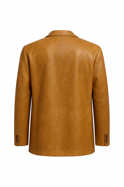 Men’s Premium Leather Blazer Caramel Brown