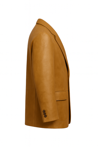 Men’s Premium Leather Blazer Caramel Brown