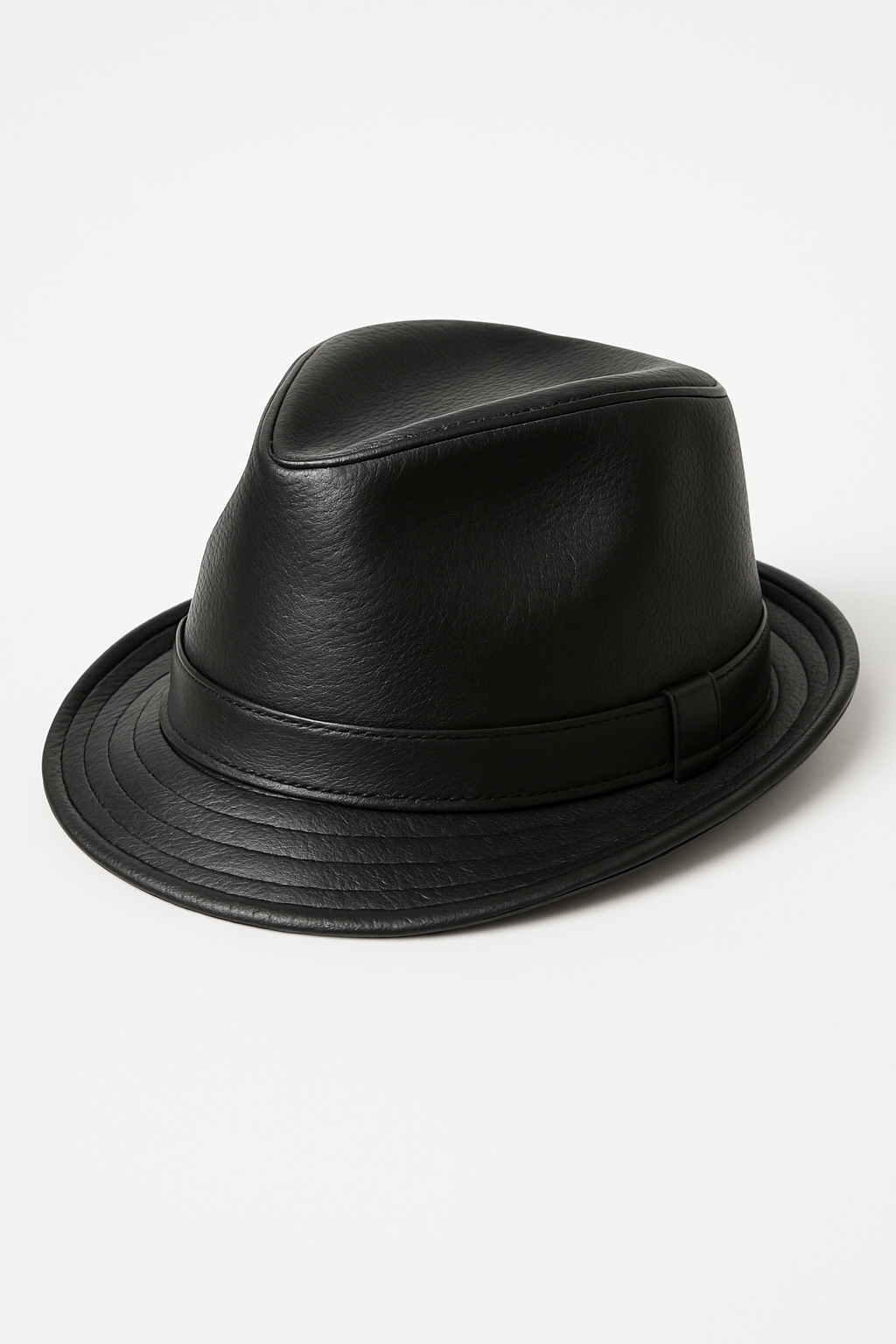 Men’s Black Leather Fedora Hat