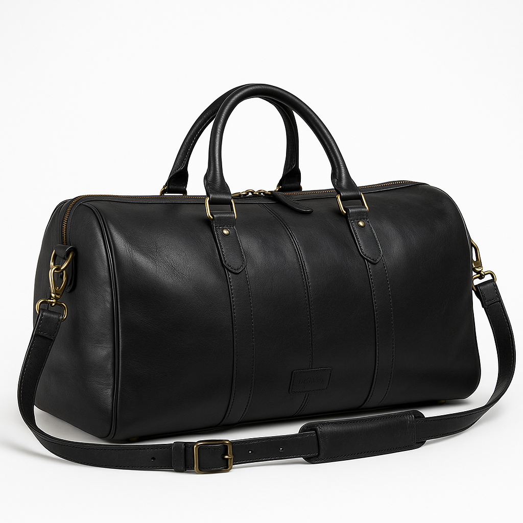 Men’s Black Leather Duffle Bag
