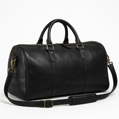Men’s Black Leather Duffle Bag