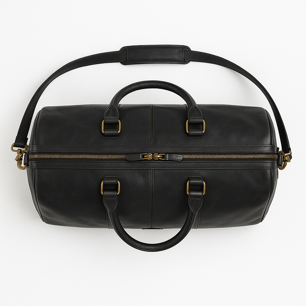 Men’s Black Leather Duffle Bag