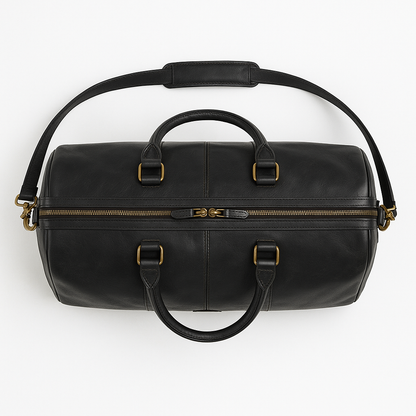 Men’s Black Leather Duffle Bag