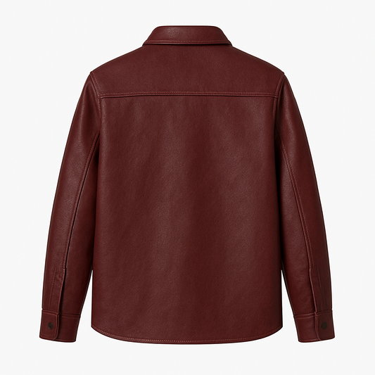 Men’s Leather Overshirt – Burgundy