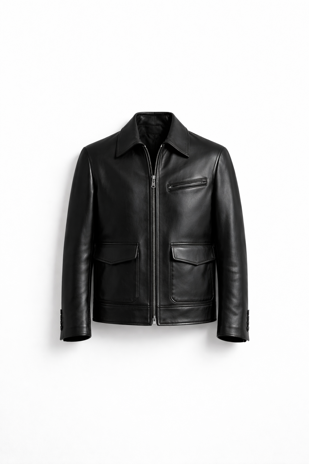 Men’s Black Leather Jacket Regular Fit