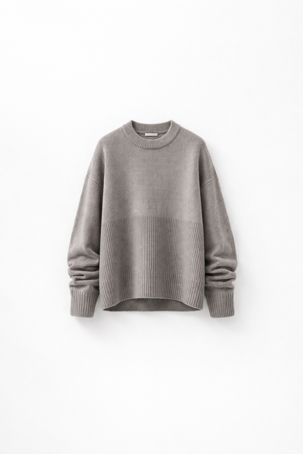 Stone grey oversized merino wool knit sweater for men luxury minimal designer knitwear