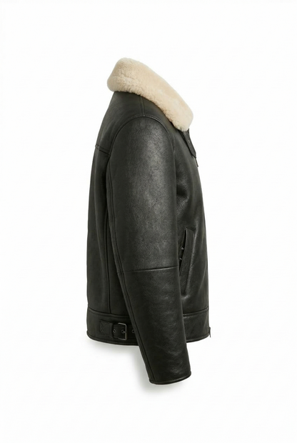 Women Relaxed Shearling Leather Jacket