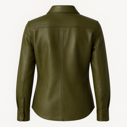 Women’s Olive Green Leather Shirt