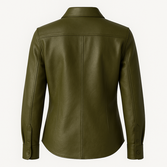 Women’s Olive Green Leather Shirt