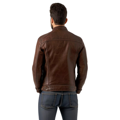 brown cafe racer jacket for men