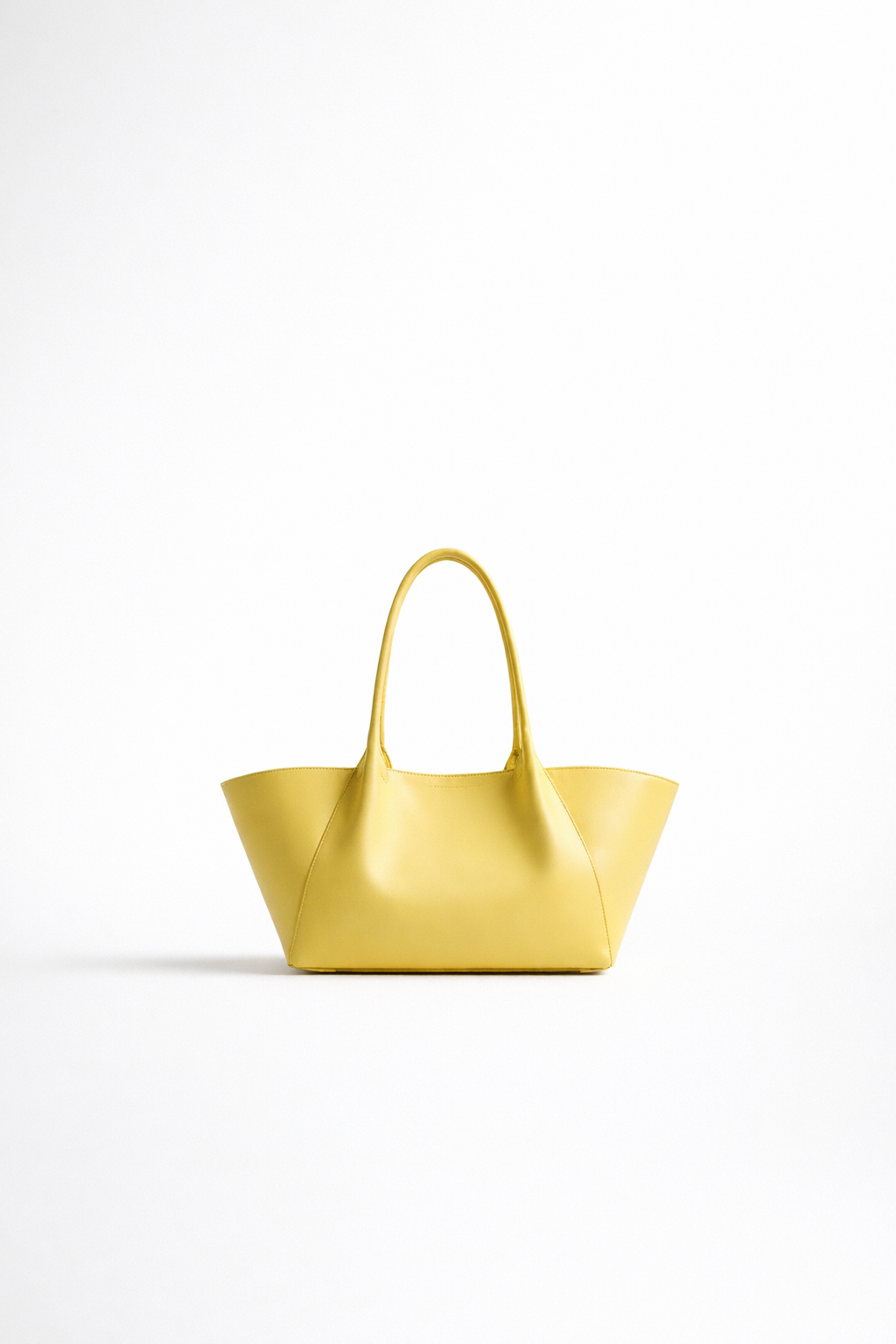 lemon yellow structured leather tote bag minimal luxury design