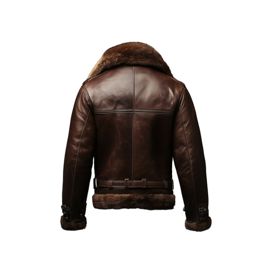 Heritage Aviator: Men's Premium Shearling-Lined Leather Jacket in Chestnut Brown