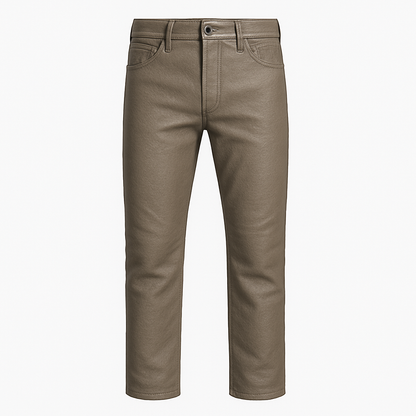 Men’s Slim-Fit Leather Pants – Dusky Taupe