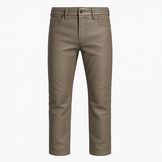 Men’s Slim-Fit Leather Pants – Dusky Taupe