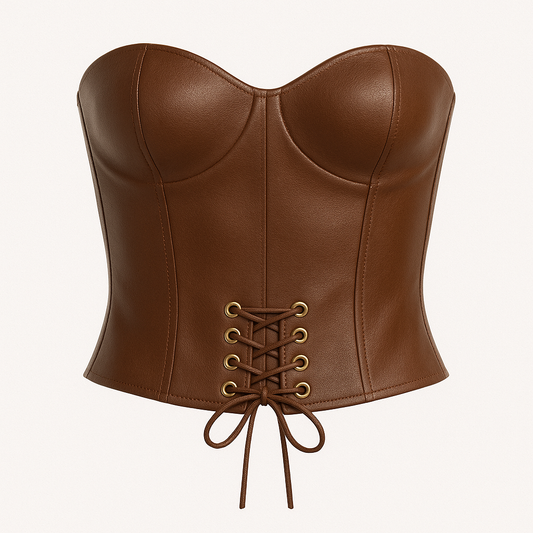 Women’s Brown Leather Corset Top