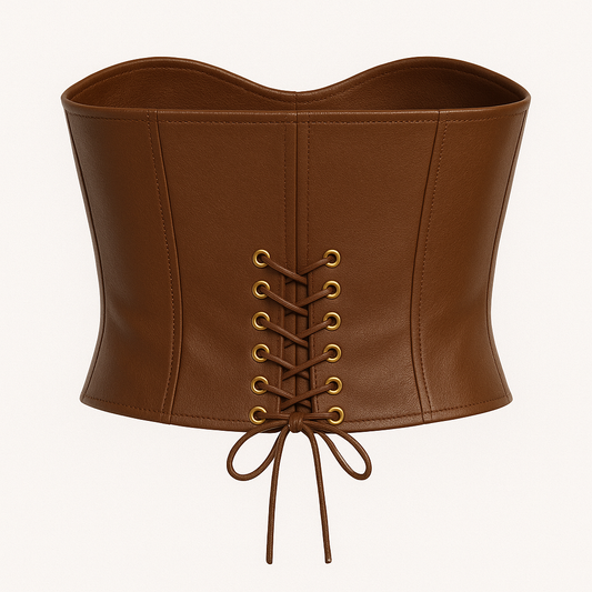 Women’s Brown Leather Corset Top