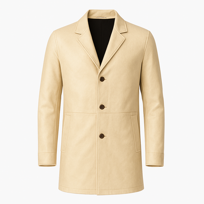Men’s Classic Tunic Leather Overcoat