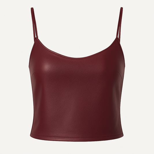 Women’s Burgundy Leather Camisole Top