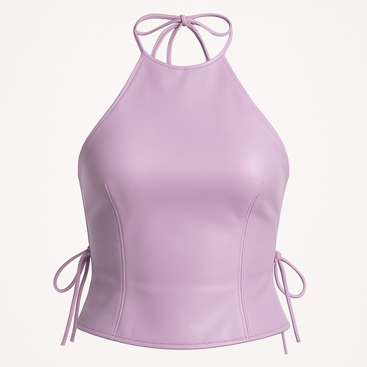 Women’s Lilac Leather Halter Top